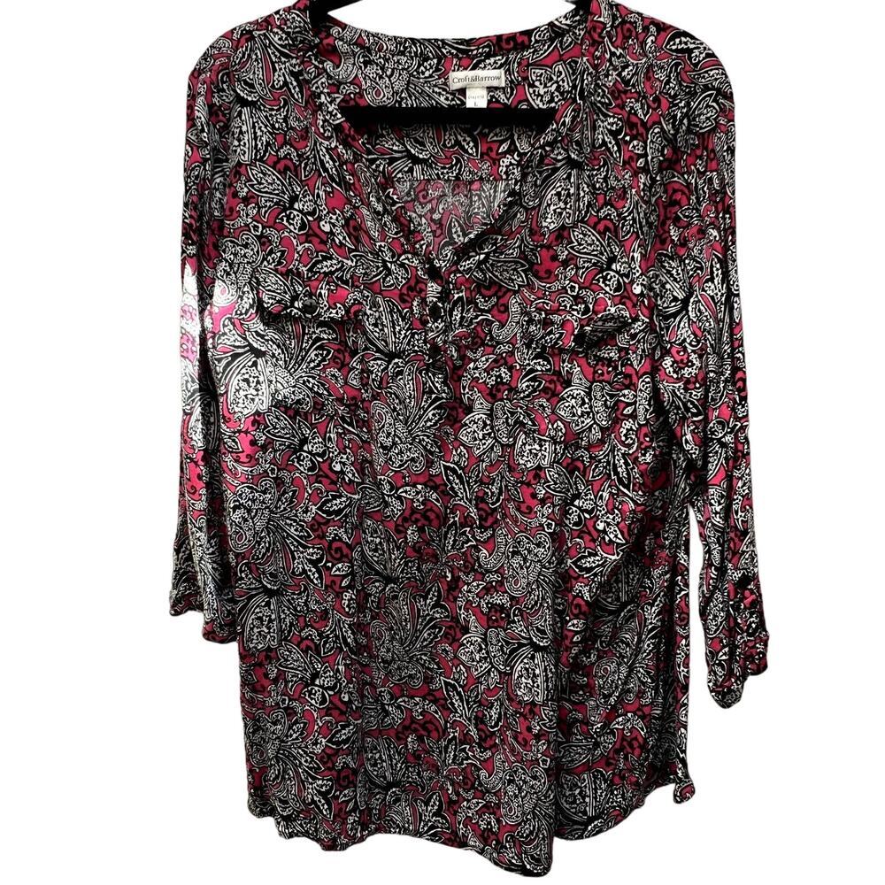 Croft & Barrow Stretch Long Sleeve, V-Neck Shirt Size L